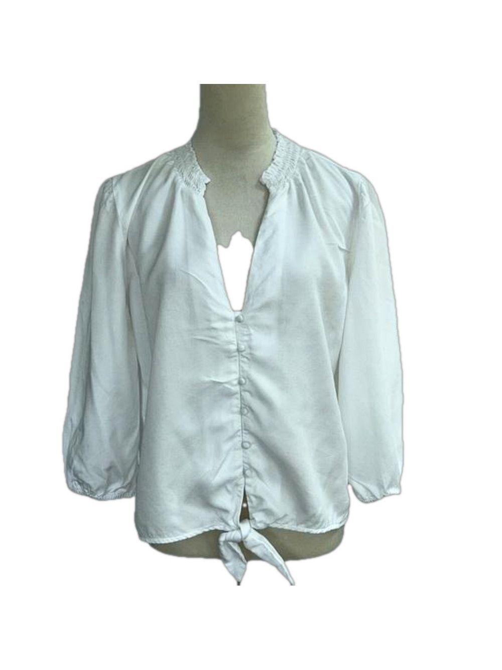 White House/Black Market: White, Tie Blouse: Size Small - Picture 1 of 9